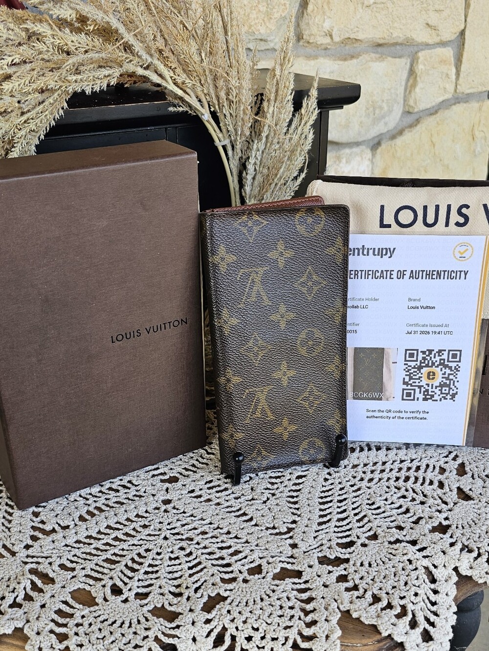 Louis Vuitton Brown Monogram Long  Wallet/Checkbook With COA